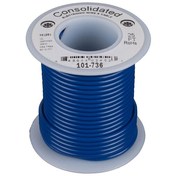 Main product image for Consolidated Stranded 16 AWG Hook-Up Wire 25 ft. Blu 101-736